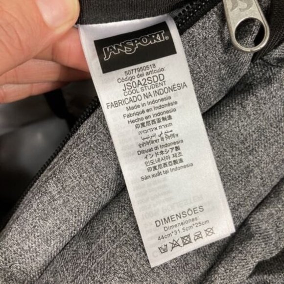 JanSport Cool Student Grey Letterman Poly One Size Backpack - Picture 11 of 12